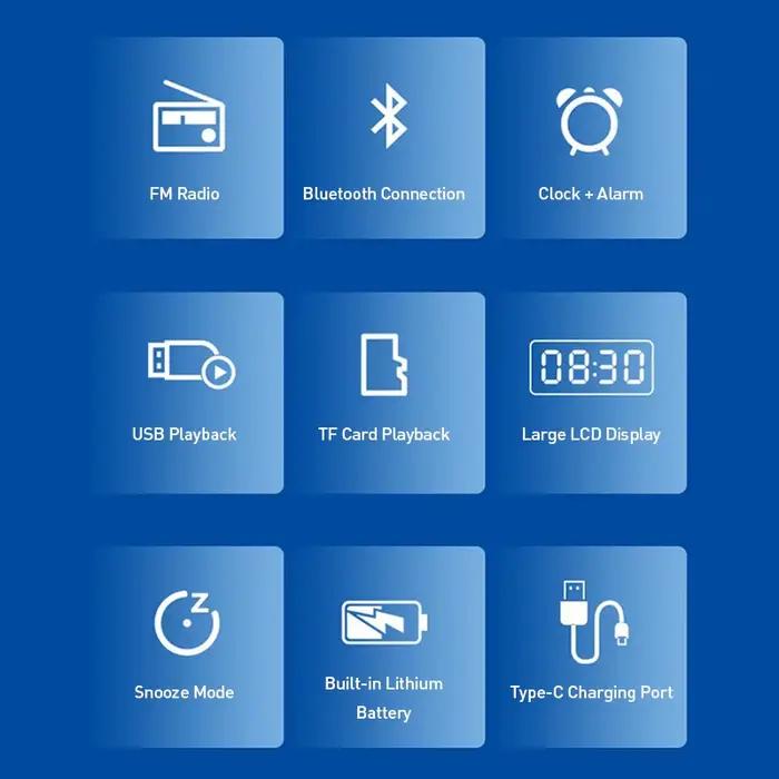 Haut-parleur Bluetooth Philips TAR2568 avec horloge numérique et radio FM