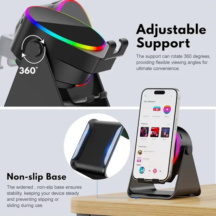 Enceinte sans fil Bluetooth puissante 5 en 1 avec support pour téléphone portable