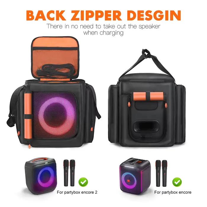 Housse de protection rembourrée pour enceinte JBL Partybox Encore Essential 2 avec poche pour micro, sac de rangement double face pour enceinte, étanche