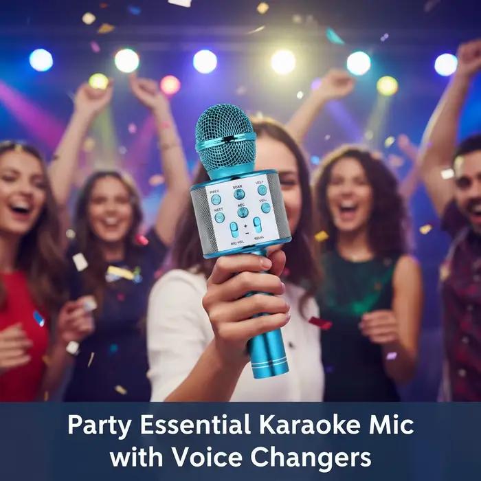 Microphone karaoké Bluetooth 5.0 avec réglage de réverbération, son stéréo HIFI et 5 modes vocaux pour soirées familiales et cadeaux surprises