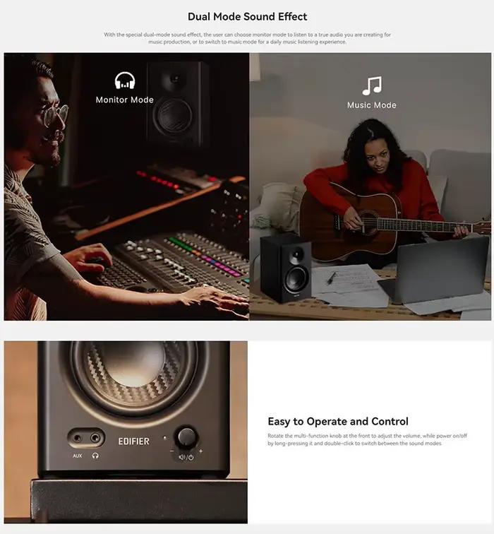 Edifier MR4 puissant haut-parleurs de moniteur de Studio pour PC son haute fidélité avec système Audio domestique de basses profondes