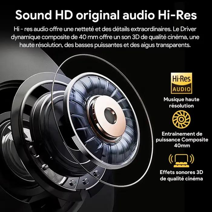 Casque sans fil QCY H3 ANC suppression active du bruit hybride pour écouteurs Bluetooth 5.4 audio haute résolution occasions spéciales bureau sport natation