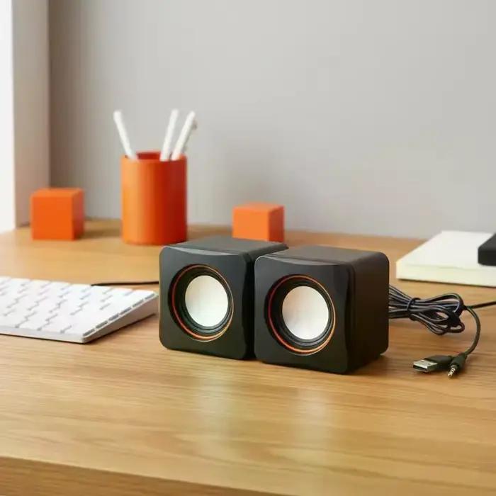 Haut-parleurs USB pour ordinateur avec microphone intégré - Système audio stéréo LED pour PC de bureau