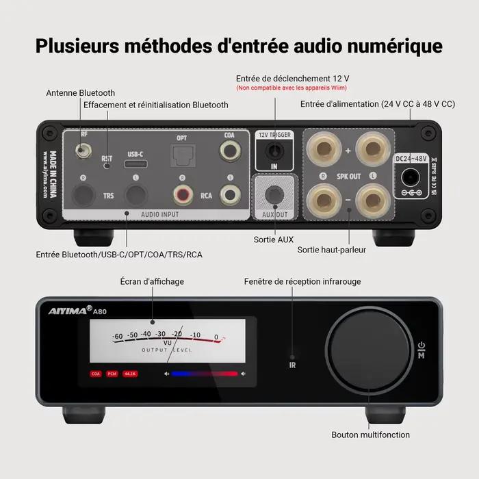 Amplificateur A80 DAC Bluetooth Transparent HiRes Audio pour Musique et Cinéma Haute Qualité Occasions Spéciales