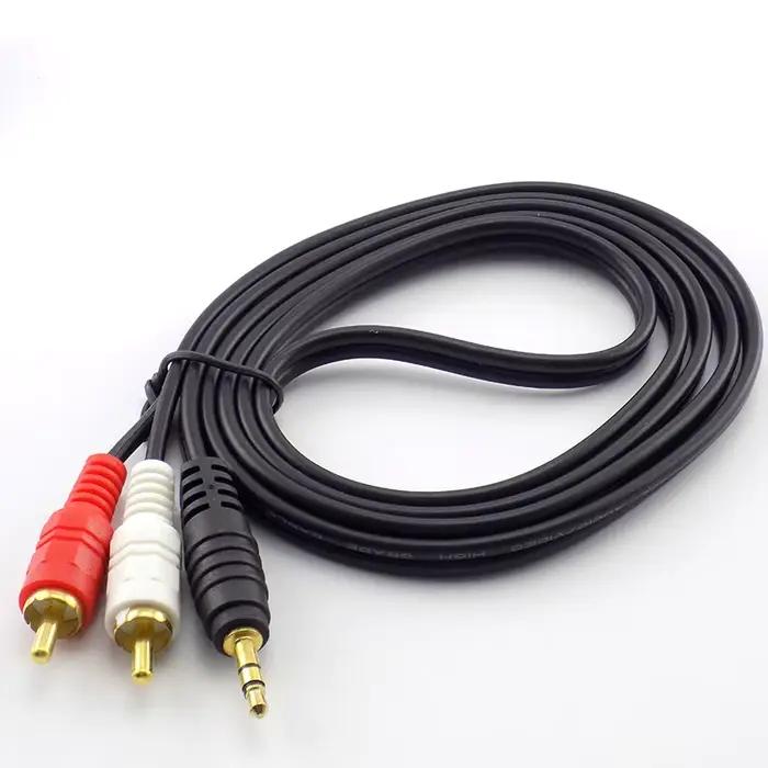 Connecteur Jack 1.5M 3M 5M 10M 3.5mm vers 2 RCA mâle, câble adaptateur de musique stéréo, ligne Audio AUX pour téléphones, haut-parleurs de son TV D6