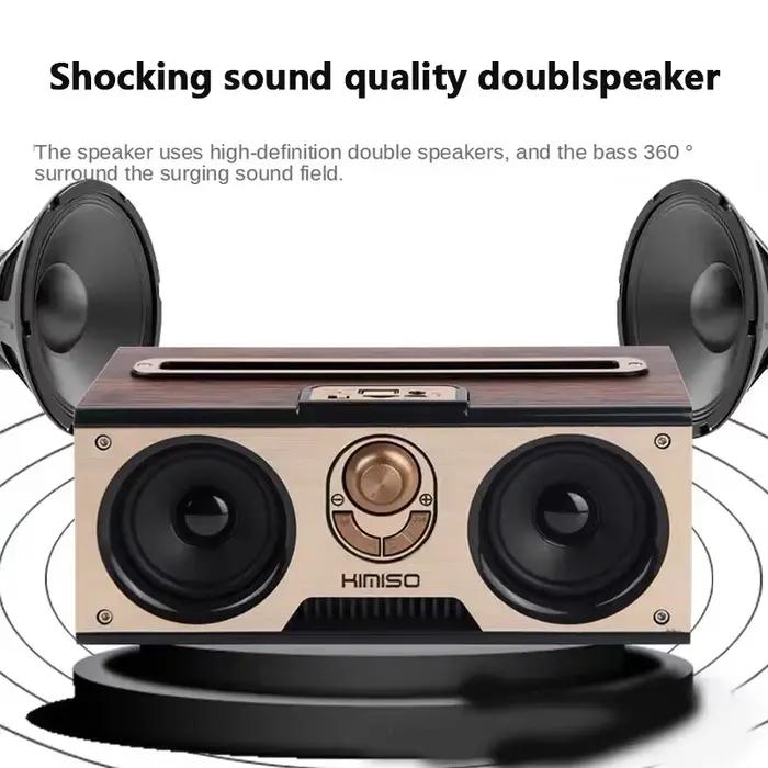Enceinte Bluetooth portable rétro en bois
