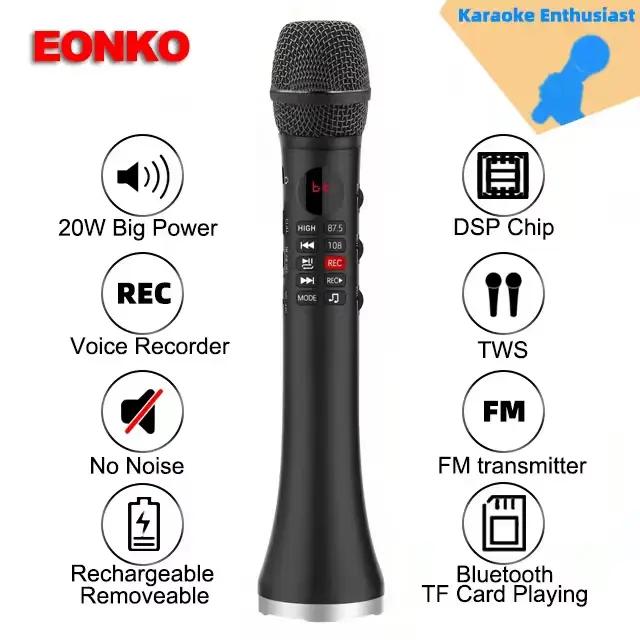 EONKO L-699 20W Professionnel Sans Fil Bluetooth Karaoké Microphone Haut-Parleur avec TF FM Transmetteur TWS Enregistreur Écouteur AUX DSP