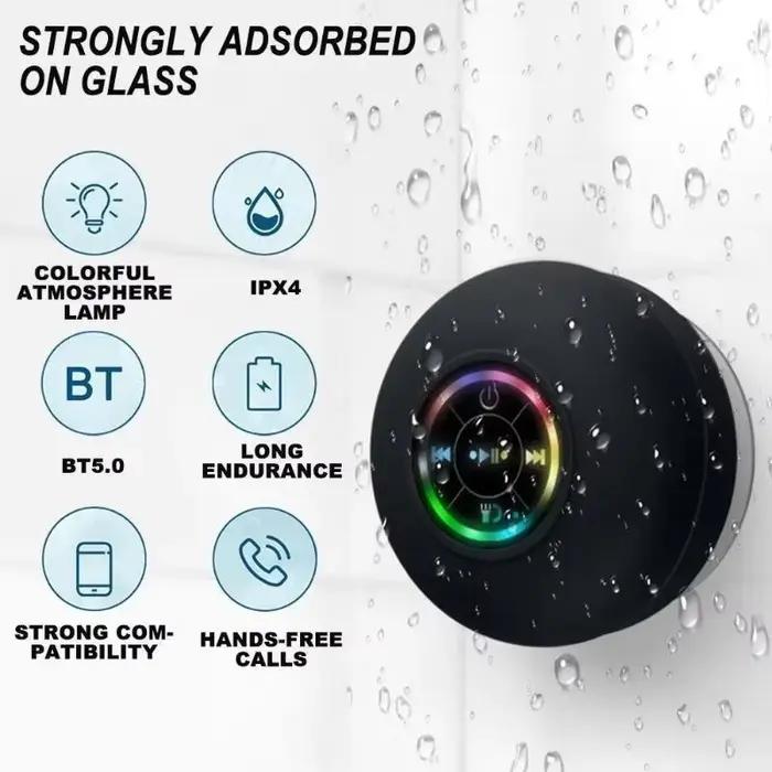 Haut-parleur Bluetooth lumineux étanche à ventouse portable