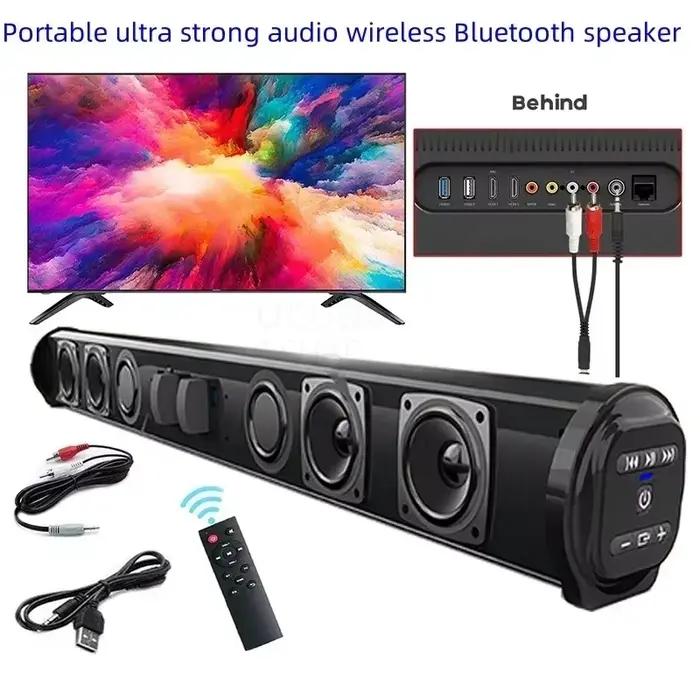 Barre de son Bluetooth super puissante avec haut-parleur sans fil, son surround stéréo, pour téléviseur domestique, caisson de basses et radio FM pour expérience audio enrichie à domicile