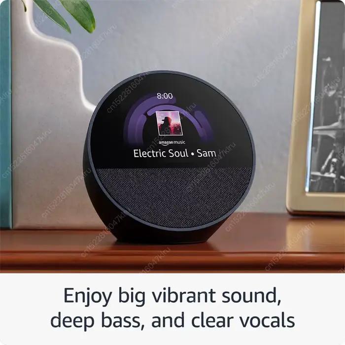 Nouveau Réveil Connecté Alexa Echo Spot Mini Wi-Fi avec Son Vibrant et Haut-Parleur Intelligent