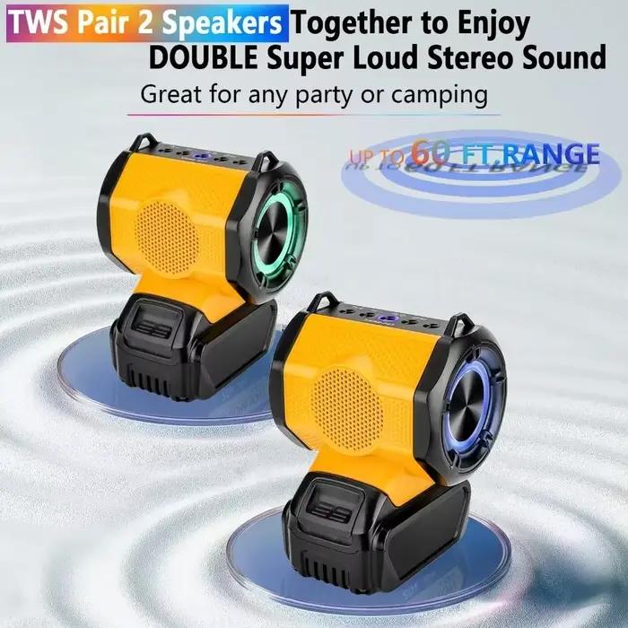 Haut-parleur Bluetooth avec port USB pour batterie Dewalt 20 V
