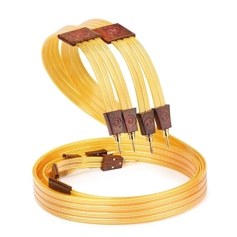 Câble audio haut de gamme pour haut-parleur HiFi, série ruban doré, une paire, OCC, plaqué argent av