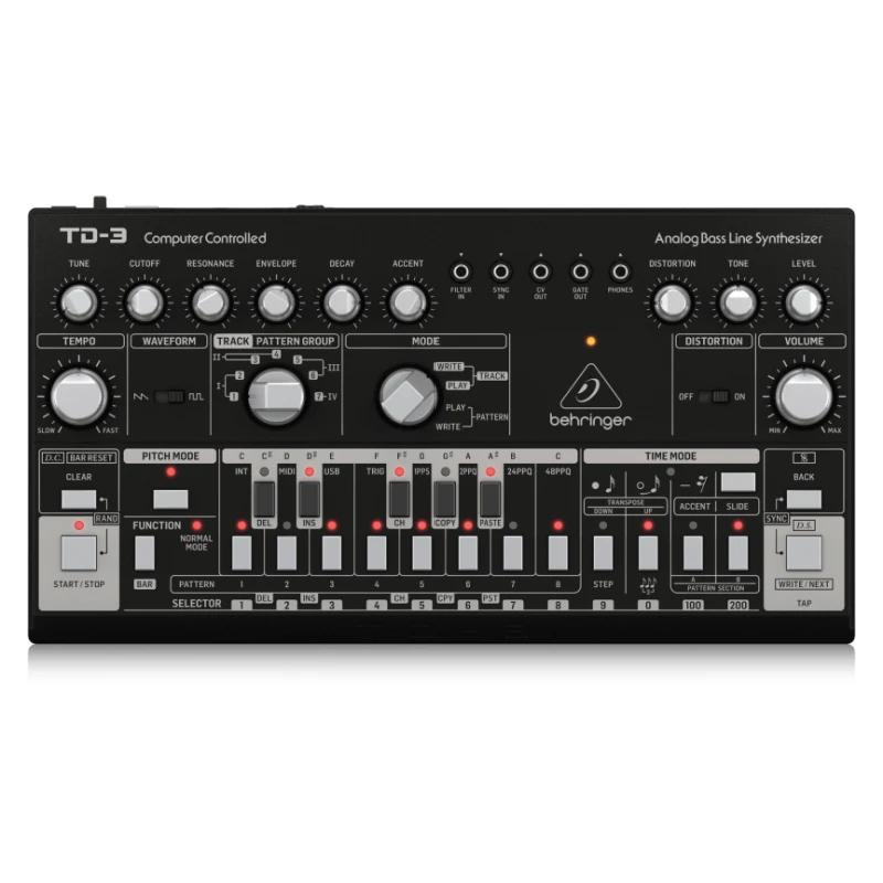 Synthétiseur de ligne de basse analogique Behringer série TD-3 avec VCO, VCF, séquenceur 16 étapes, 