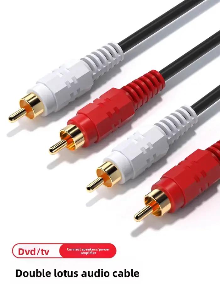 Câble audio 2 RCA vers 2 RCA rouge et blanc, pour connexion d'amplificateur TV et d'enceintes, doubl