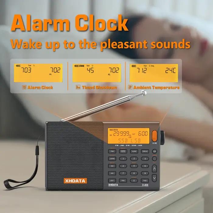 XHDATA D-808 AM/FM/SW/MW SSB AIR RDS Radio Portable pleine bande avec récepteur Radio stéréo Recharg