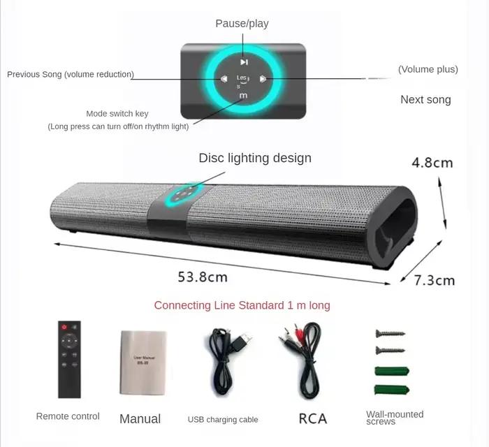 Système de barre de son Bluetooth sans fil, haut-parleur stéréo surround sans fil, son super puissan
