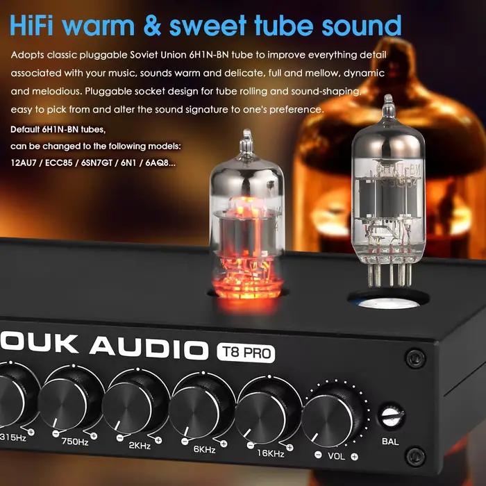 Nobsound HiFi égaliseur EQ 7 bandes Tube à vide équilibré XLR stéréo RCA préamplificateur avec contr