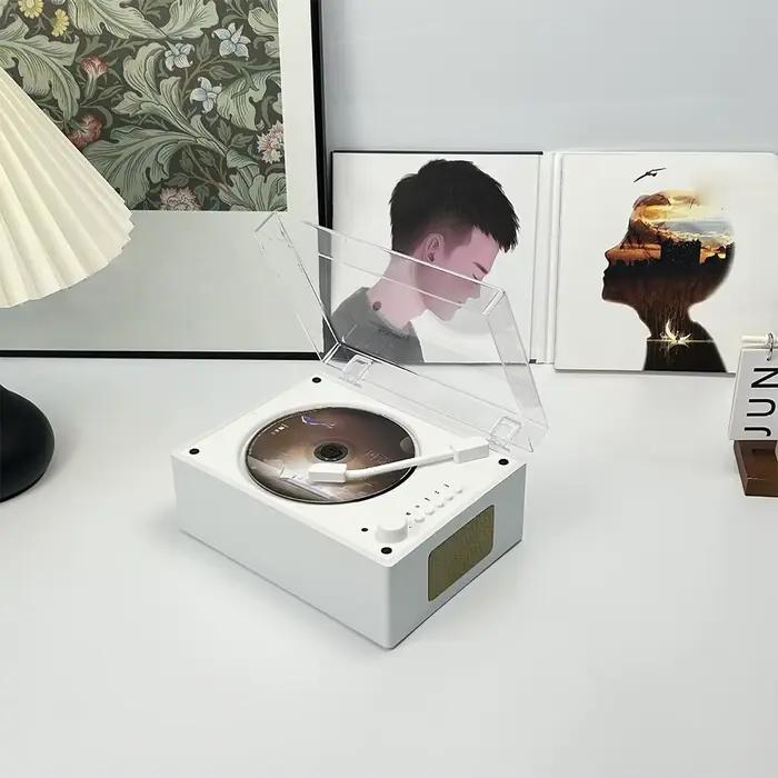 Lecteur CD en cuir Vintage Bluetooth 5.0 bidirectionnel haut-parleur intégré lecteur de musique CD P