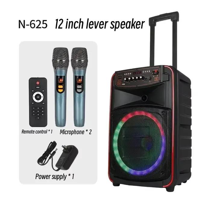 Haut-parleur Bluetooth portable pour public, chariot de karaoké extérieur, caisson de basses sans fi