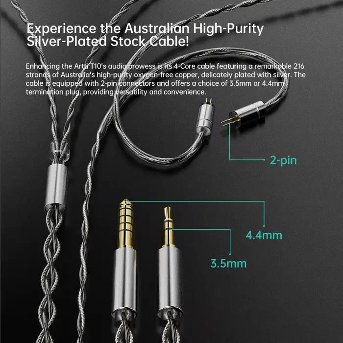 ARTTI T10 écouteurs intra-auriculaires HiFi moniteurs IEM filaires pilote planaire 14.2mm basses tex