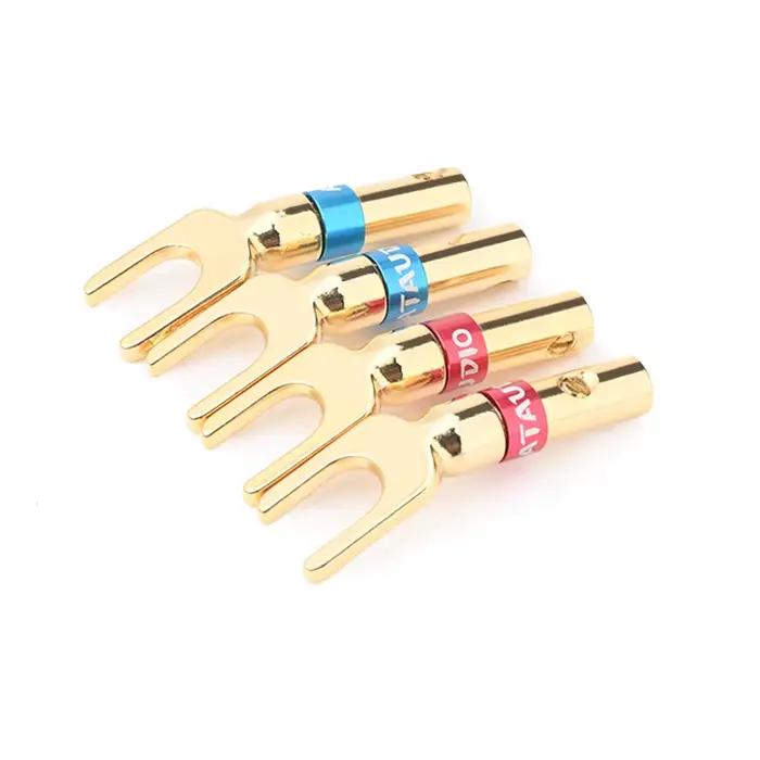 8 pièces connecteurs HiFi Y 24K cuivre plaqué or pour connecteurs HiFi Y câble de haut-parleur soudu