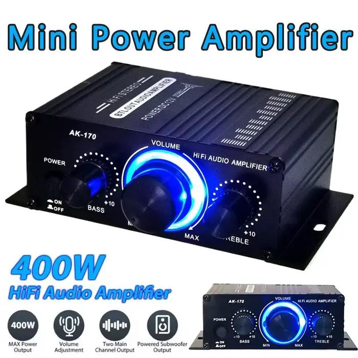 Amplificateur de puissance HiFi mini 400W, amplificateur audio stéréo 2 canaux avec contrôle des bas