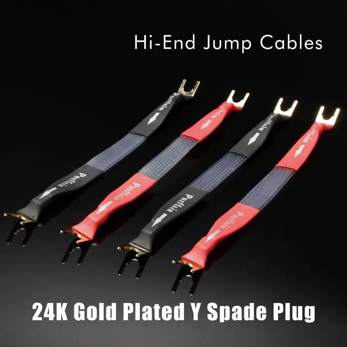 Câble de raccordement pour haut-parleur Audiophile, 4 pièces, câbles de pont OCC plaqué argent plaqu