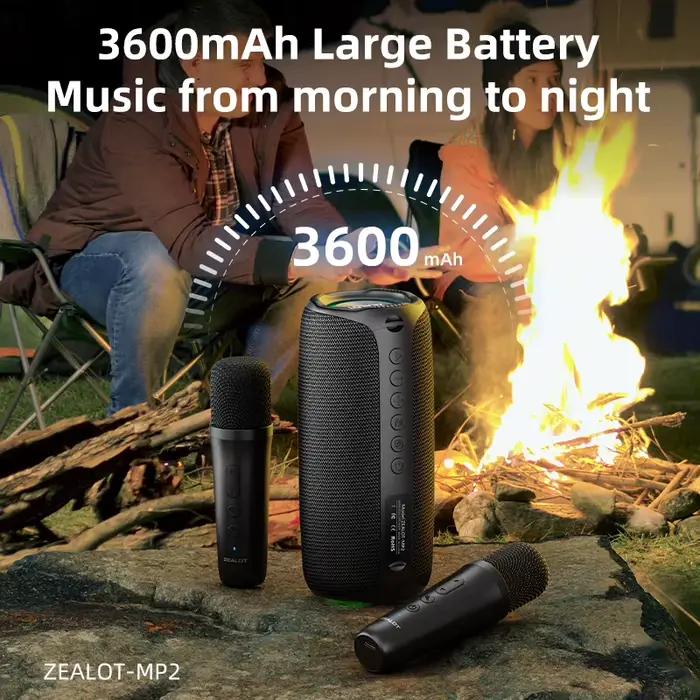 Zealot-MP2m Machine de karaoké haut-parleur Bluetooth Portable avec 1-2 microphones sans fil 10H de