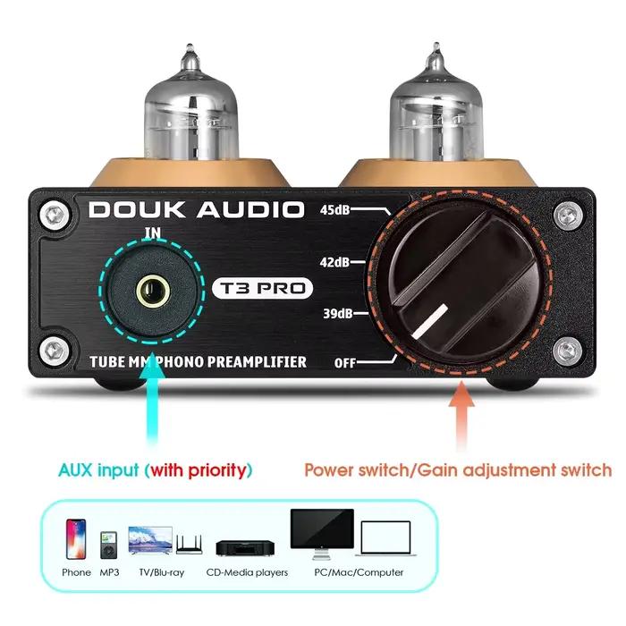 Douk Audio-Préamplificateur de bureau, T3 PRO Mini MM RIAA Phono Colorable, Amplificateur de niveau