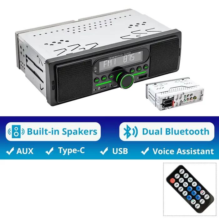 Autoradio 1Din Lecteur MP3 Stéréo Double Bluetooth Haut-parleur intégré FM AM RDS Entrée AUX USB EQ