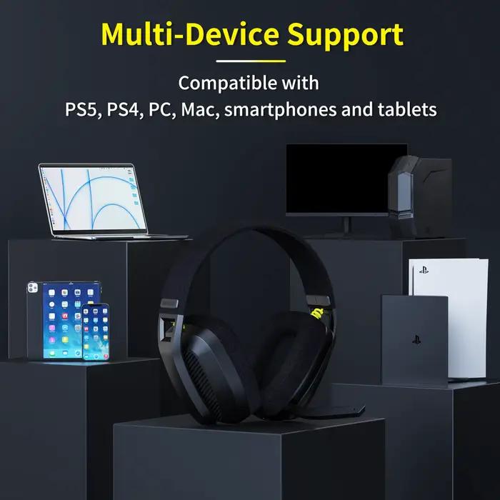 BINNUNE BW06 casque de jeu sans fil 2.4GHz avec micro pour PS5 PS4 PC Mac Playstation casque de jeu