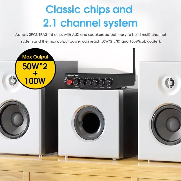 Amplificateur Douk Audio NS-14G HiFi 2.1 Canal Bluetooth avec Certification CE pour Musique Claire et Puissante Occasions Spéciales à Offrir