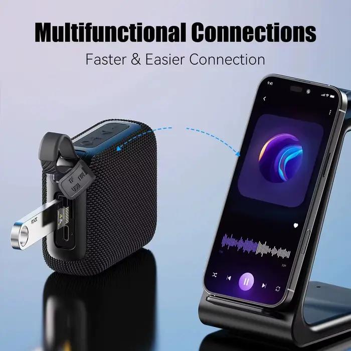 Haut-parleurs Bluetooth TWS 10W basses améliorées portables sans fil pour extérieur 30 heures étanche IP7 pour douche Bluetooth 5.3 violet