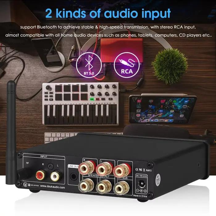 Amplificateur Douk Audio NS-14G HiFi 2.1 Canal Bluetooth avec Certification CE pour Musique Claire et Puissante Occasions Spéciales à Offrir