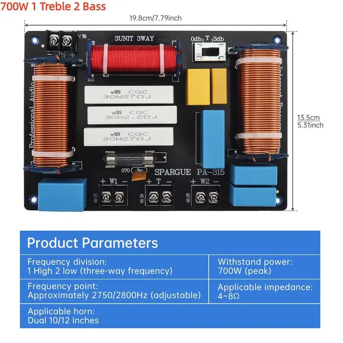 250W/700W/800W 3 voies 4 - 8Ω 3 haut-parleur HiFi haut-parleurs domestiques diviseur de fréquence Audio crépines