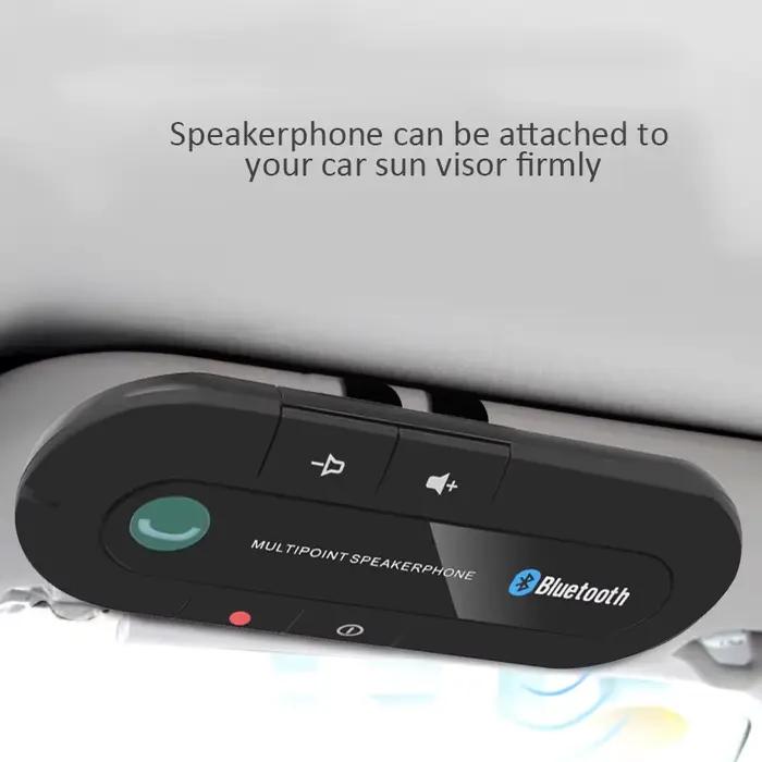 Haut-parleur Bluetooth Clip Pare-Soleil Métal Stéréo Portable avec Support Mains Libres pour Conduire Sécurité Occasions Spéciales