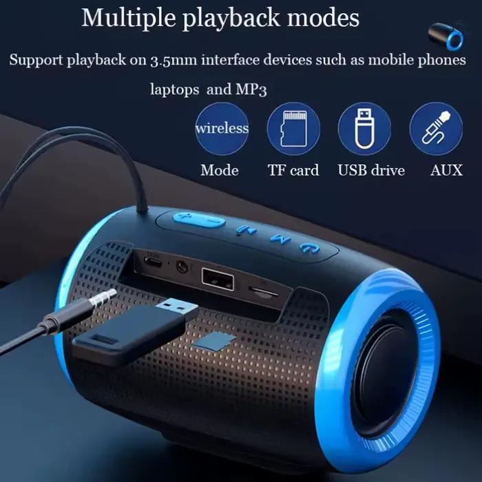 Haut-parleur Portable haut-parleurs Bluetooth sans fil avec 5.3 stéréo FM/SD/disque USB/Modes Aux étanche pour son Hifi extérieur TSN-1