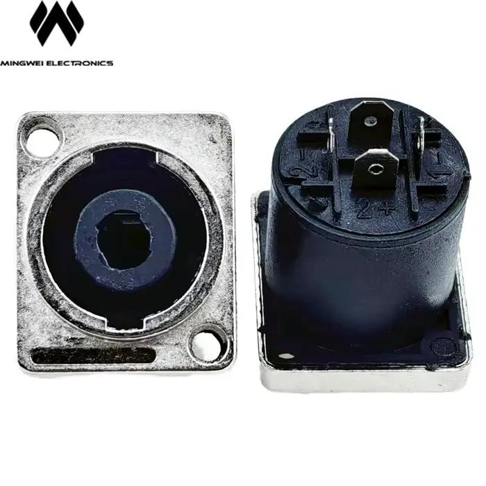 Connecteur femelle carré 4 broches en métal argenté pour câble de haut-parleur de scène (lot de 8)