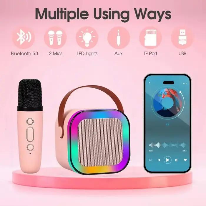 Machine de Karaoké K12 avec Micros Sans Fil et Système de Haut-Parleurs Bluetooth 5.3 pour Soirées Familiales et Amicales Occasions Spéciales