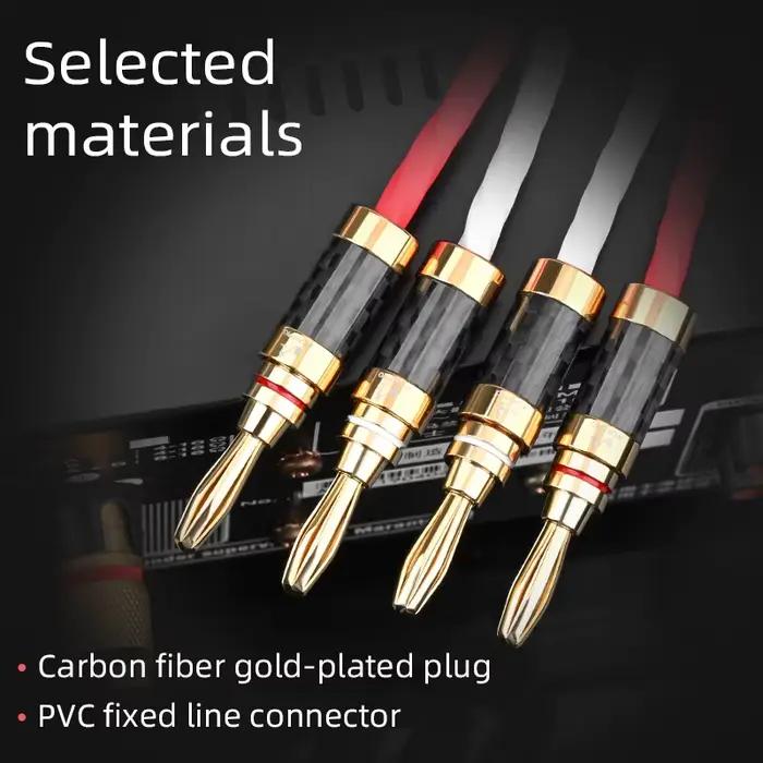 ATAUDIO une paire de câbles de haut-parleur HiFi haut de gamme OCC 12 actions cordon plaqué argent avec prise en Fiber