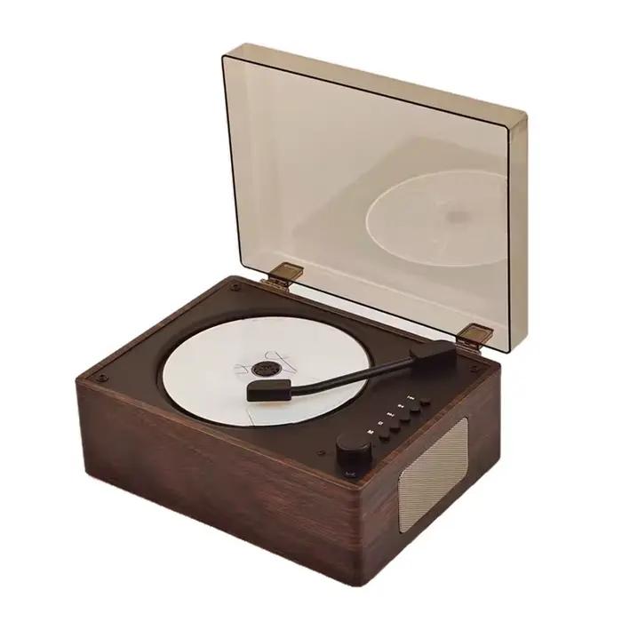 Lecteur CD en cuir Vintage Bluetooth 5.0 bidirectionnel haut-parleur intégré