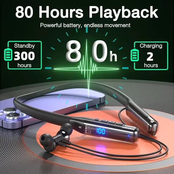EARDECO 80 heures d'endurance casque sans fil Bluetooth avec micro