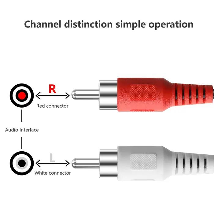 Câble audio 2RCA vers 2RCA double connecteur Lotus rouge et blanc pour lecteur MP3 DVD CD TV radio amplificateur haut-parleur connexion audio robuste高品质音频双莲花头 RCA线连接器莲花插头音频线音频线高品质音频线
