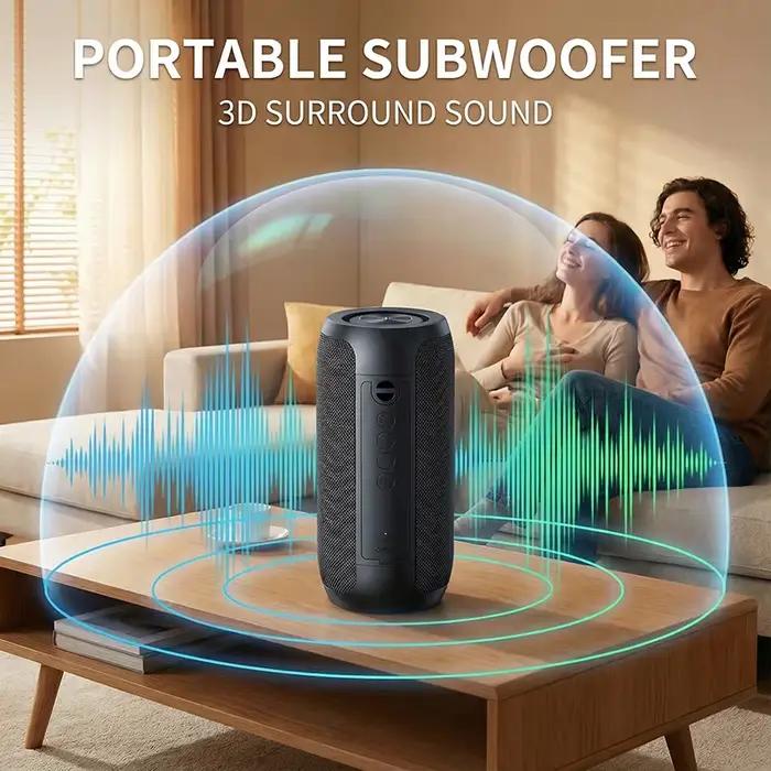 Enceinte Bluetooth KaiAqua avec Basses Puissantes Pour Rassemblements Plein Air Camping Boîte à Son Portable Longue Durée de Vie Batterie