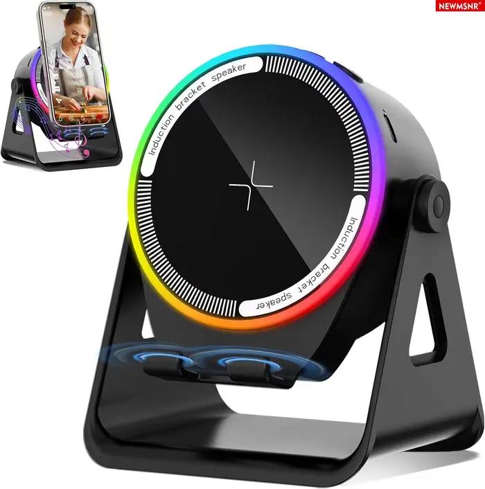 Enceinte sans fil Bluetooth puissante 5 en 1 avec support pour téléphone portable