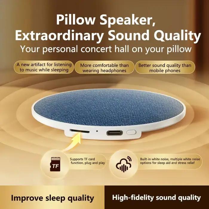 Mini haut-parleur Bluetooth 5.4 sous la couverture pour dormir musique haute-fidélité ambiance sonore à la maison occasion détente relaxation nocturne