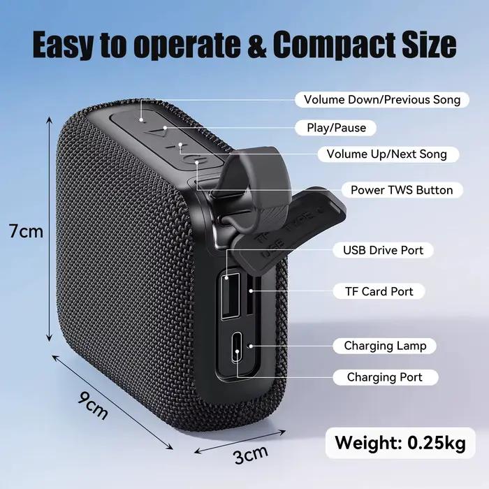 Haomuren Mini haut-parleur Bluetooth étanche Portable Sports de plein air caisson de basses