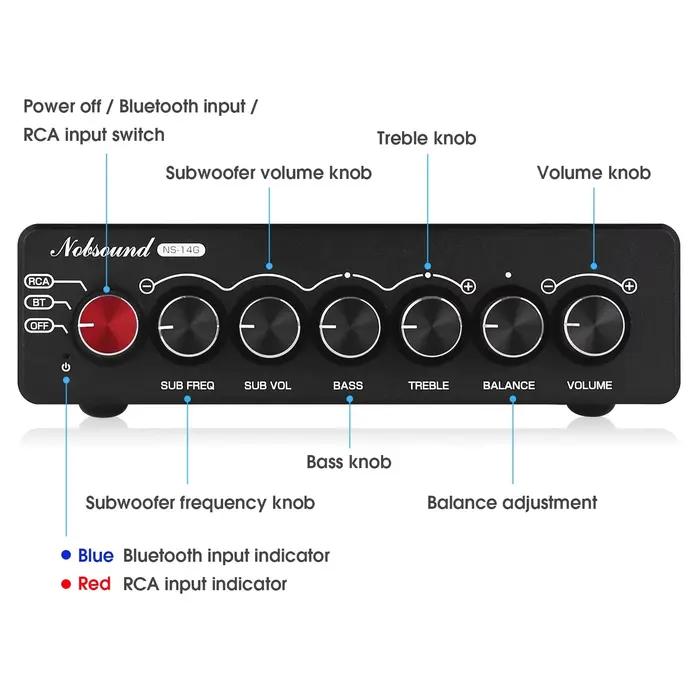 Amplificateur Douk Audio NS-14G HiFi 2.1 Canal Bluetooth avec Certification CE pour Musique Claire et Puissante Occasions Spéciales à Offrir