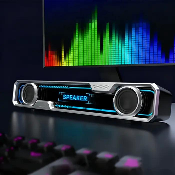 Barre de son 4D pour ordinateur avec caisson de basses et Bluetooth 5.4 pour expérience sonore immersive et polyvalente pour ordinateur portable et PC