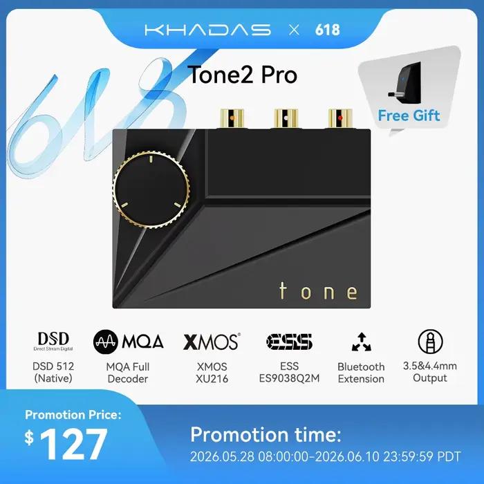 Amplificateur HiFi Tone2 Pro Radiateur de Bureau Support MQA 768K 32 Bits DSD pour Musique Haute Qualité Occasions Spéciales